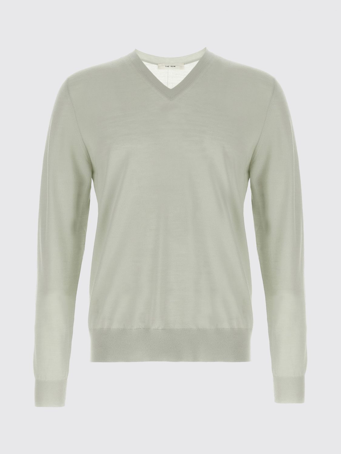 The Row 'dimarco' V-neck Ribbed Sweater With Long Sleeves In Green