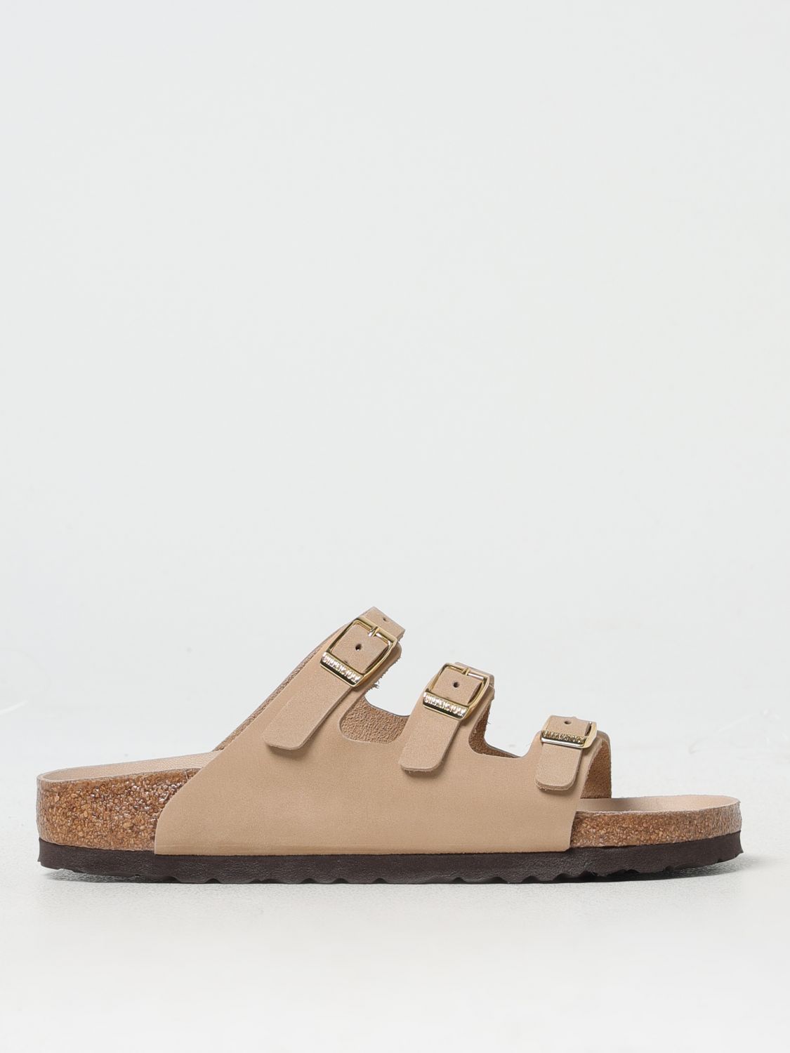 Birkenstock Beige Leather Florida Slippers