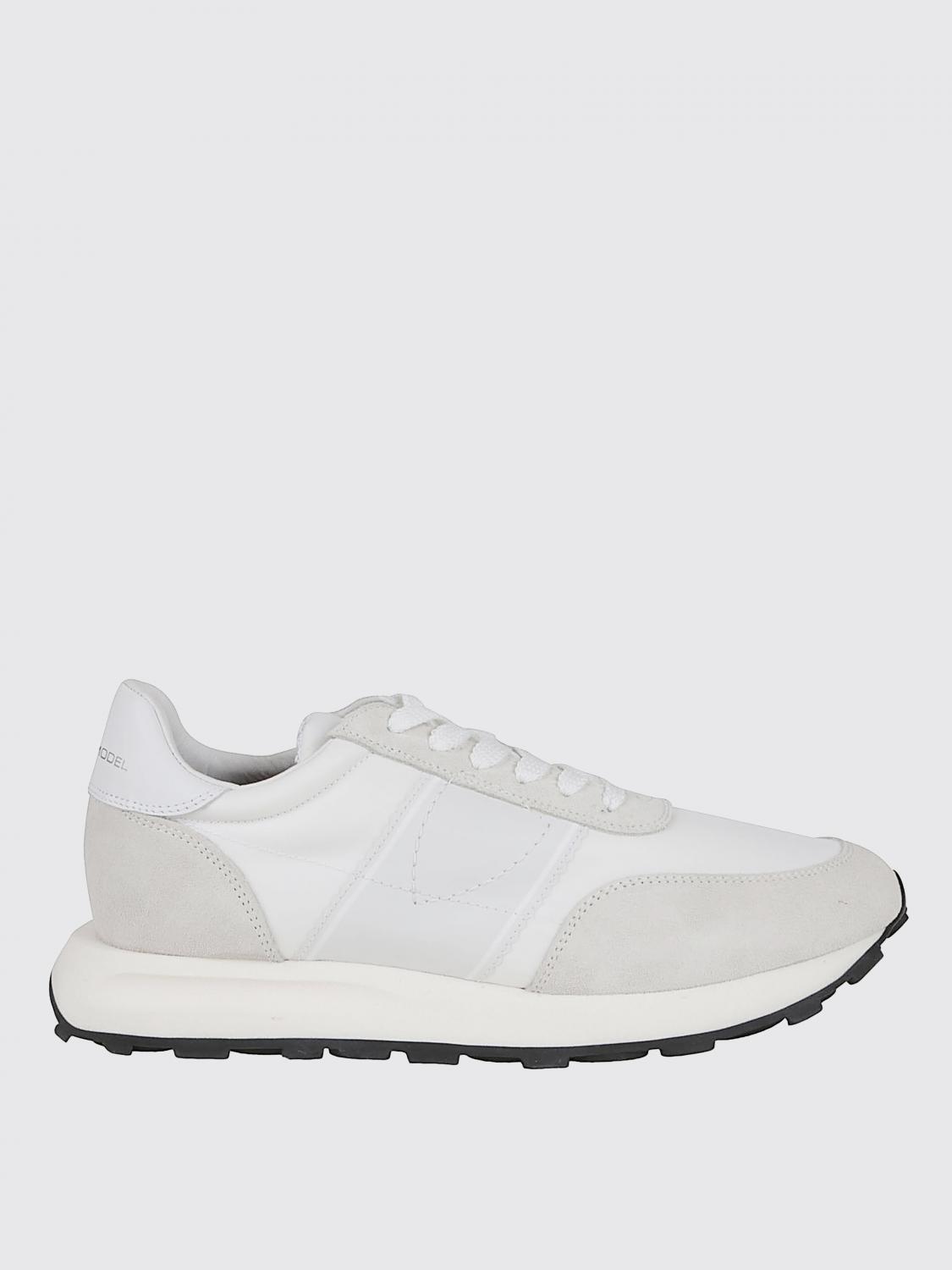 Philippe Model Textured White Leather Sneakers With Aesthetic In White