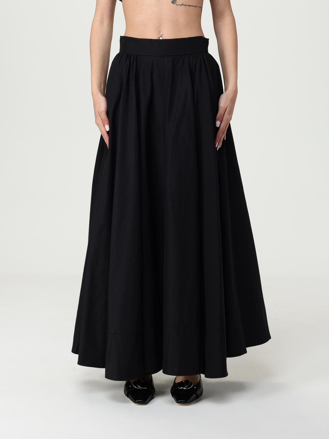The Andamane 'victoire' High-waisted Maxi Flared Skirt In Black