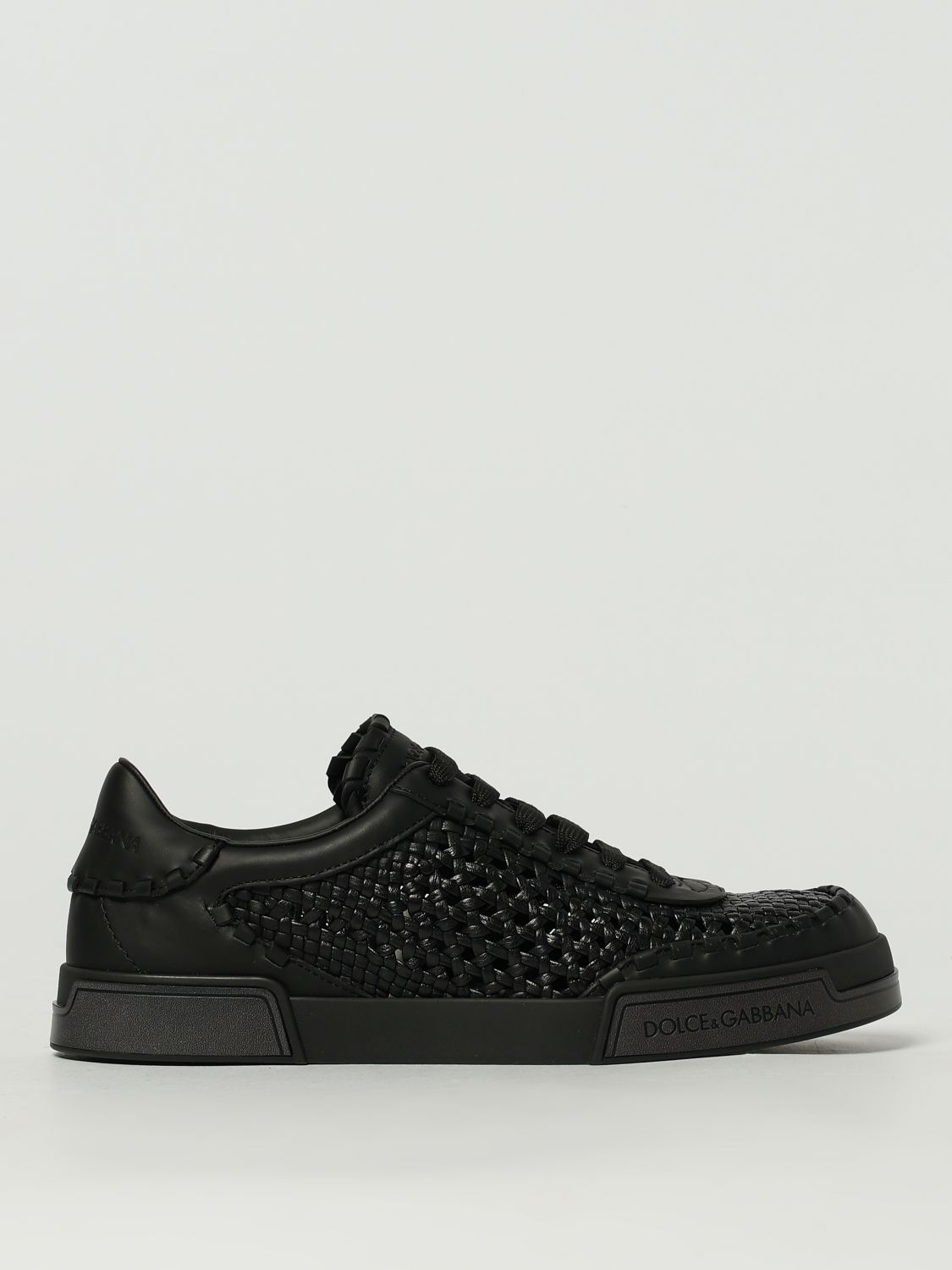 Dolce & Gabbana Round Toe Leather Low Top Sneakers