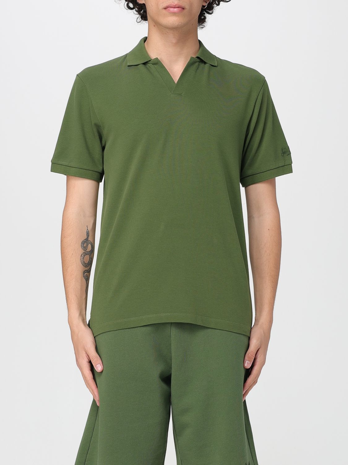 Mc2 Saint Barth Brighton Cotton Polo Shirt With Logo Embroidery In Green