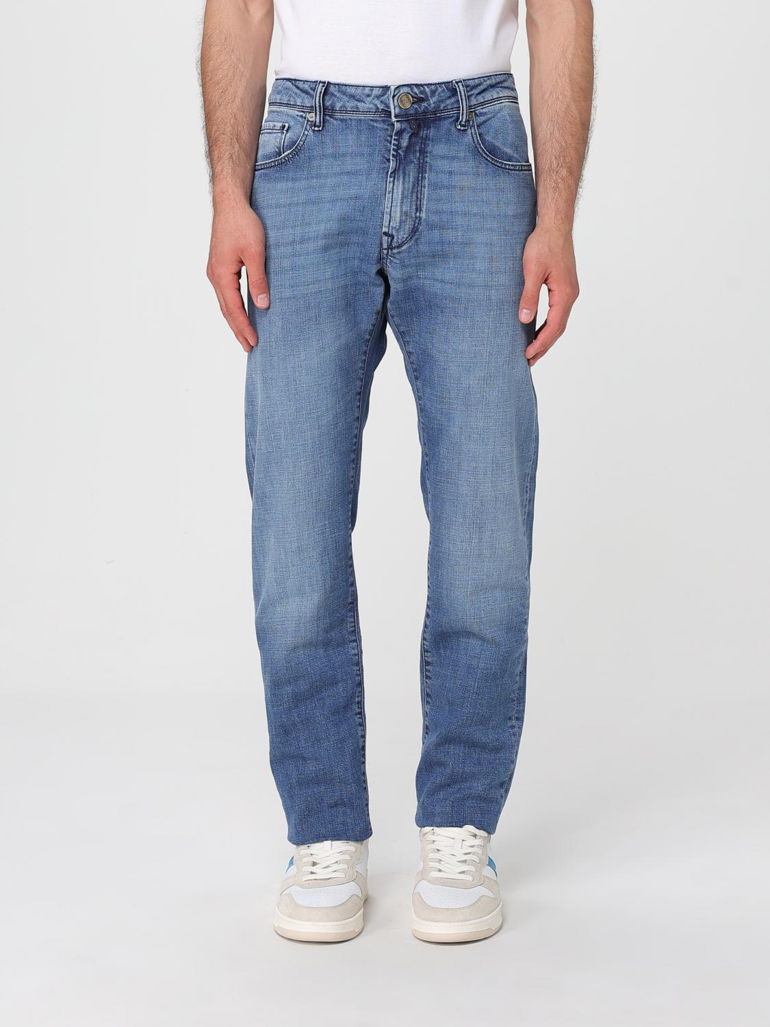 Incotex Logo-patch Jeans In Blue