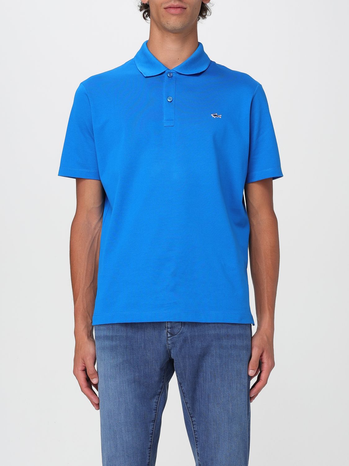 Paul & Shark Cotton Polo With Logo Patch In Blue
