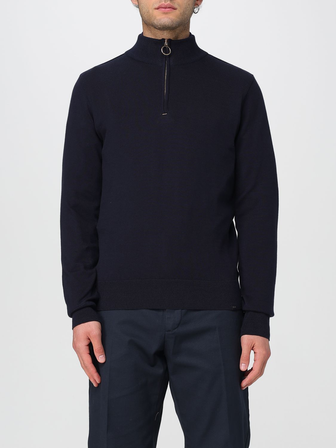 Paul & Shark Zip Collar Wool Sweater In Blue
