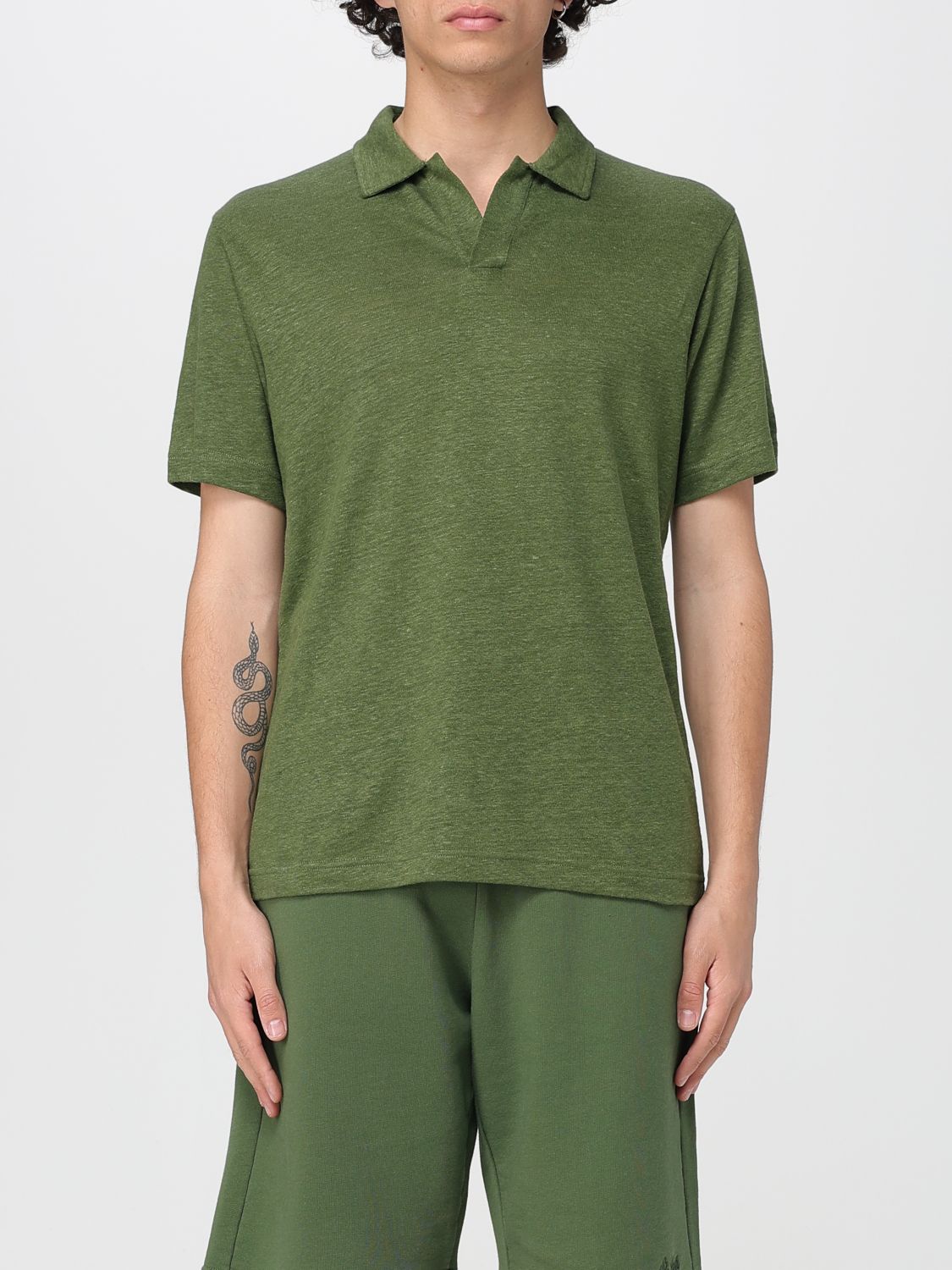 Mc2 Saint Barth Soft Texture Split Neck Polo In Green
