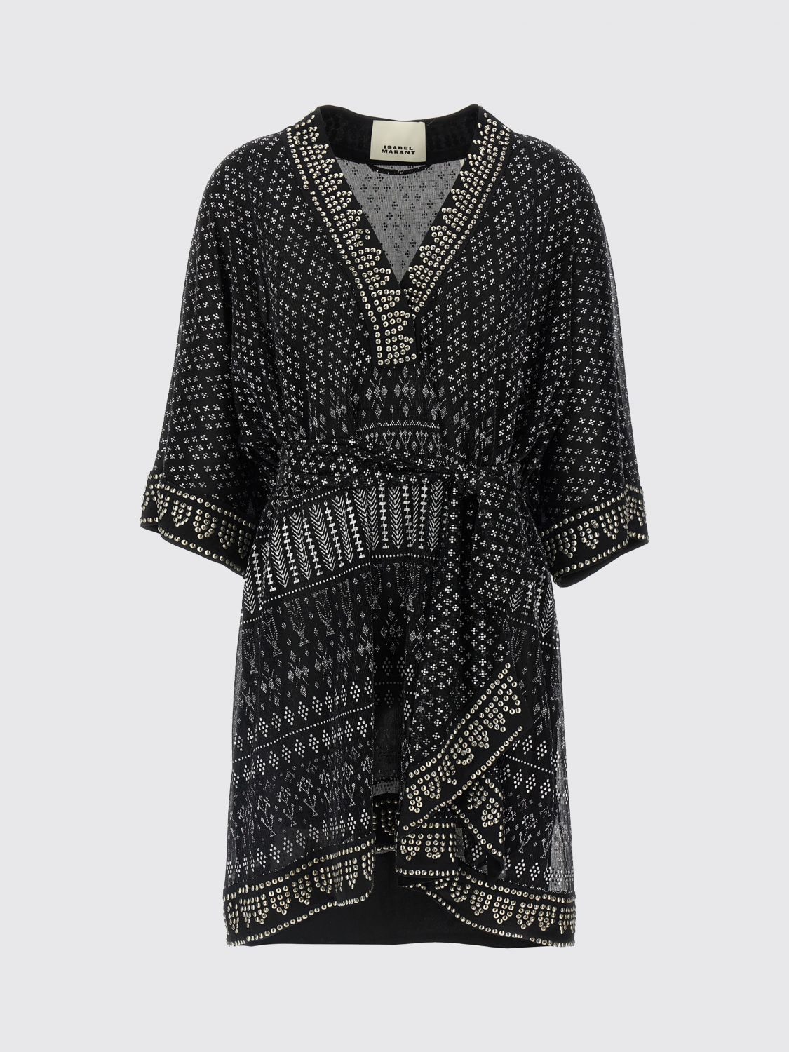 Isabel Marant Dress 'nawel' V-neckline Belted Waist In Black