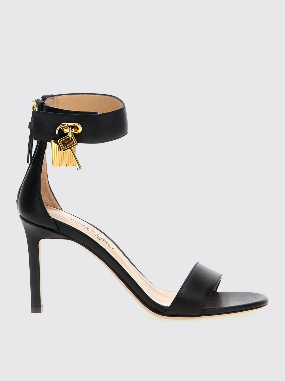 Tom Ford Lock Hardware Leather Open Toe Sandals