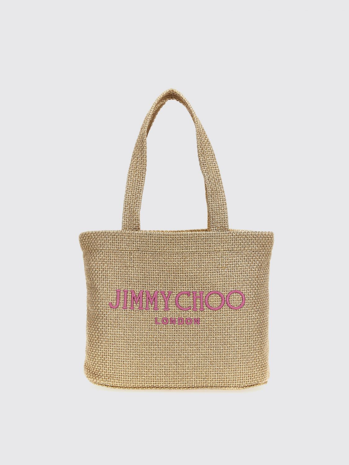 Jimmy Choo Gold Rafia Mini Beach Shopping Bag