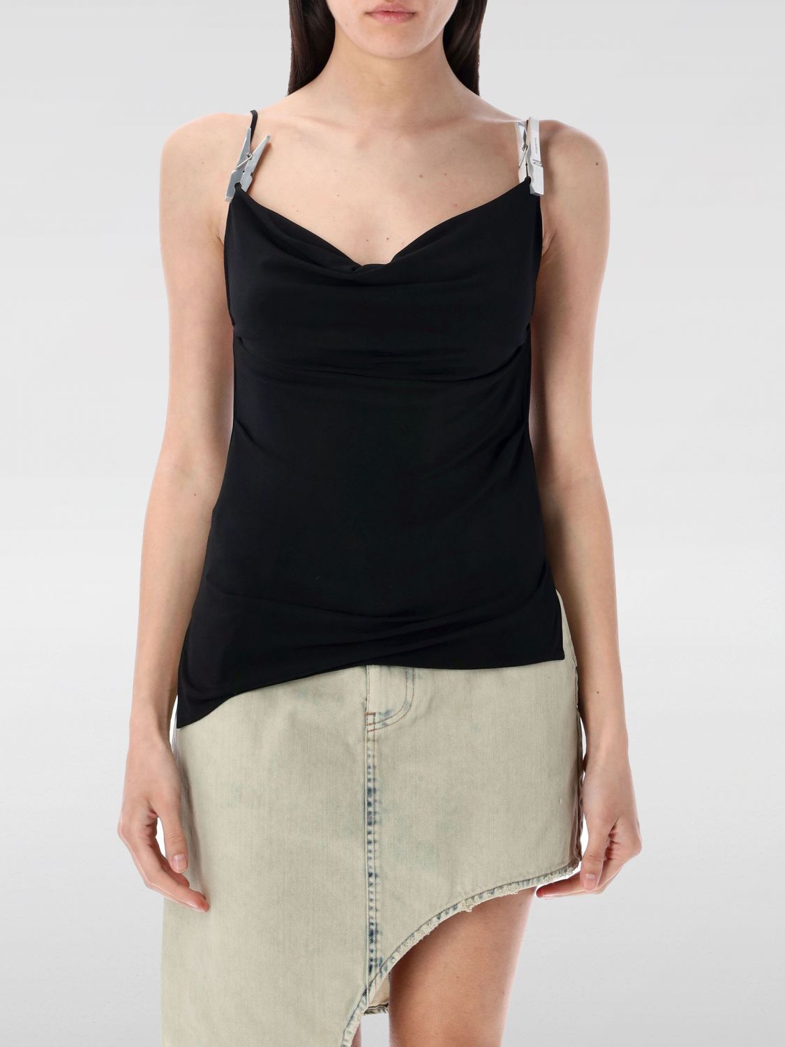 Coperni Draped Neckline Sleeveless Side Slit Top