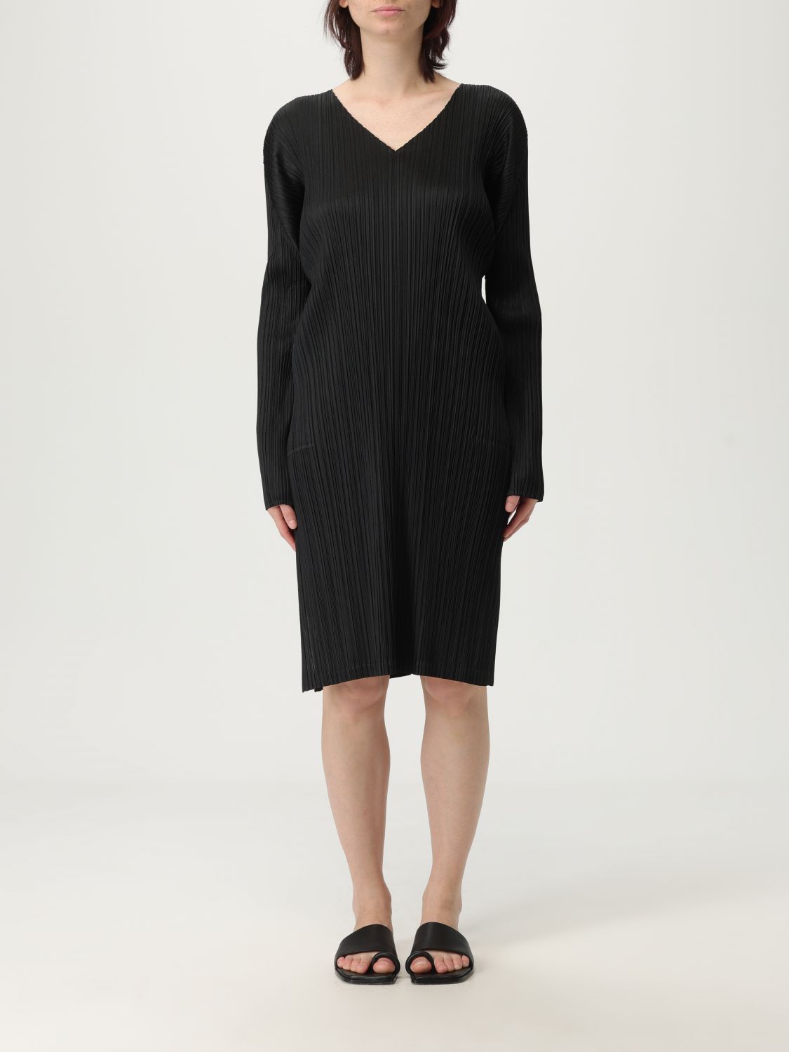 Shop Issey Miyake Dress Pleats Please Woman Color Black