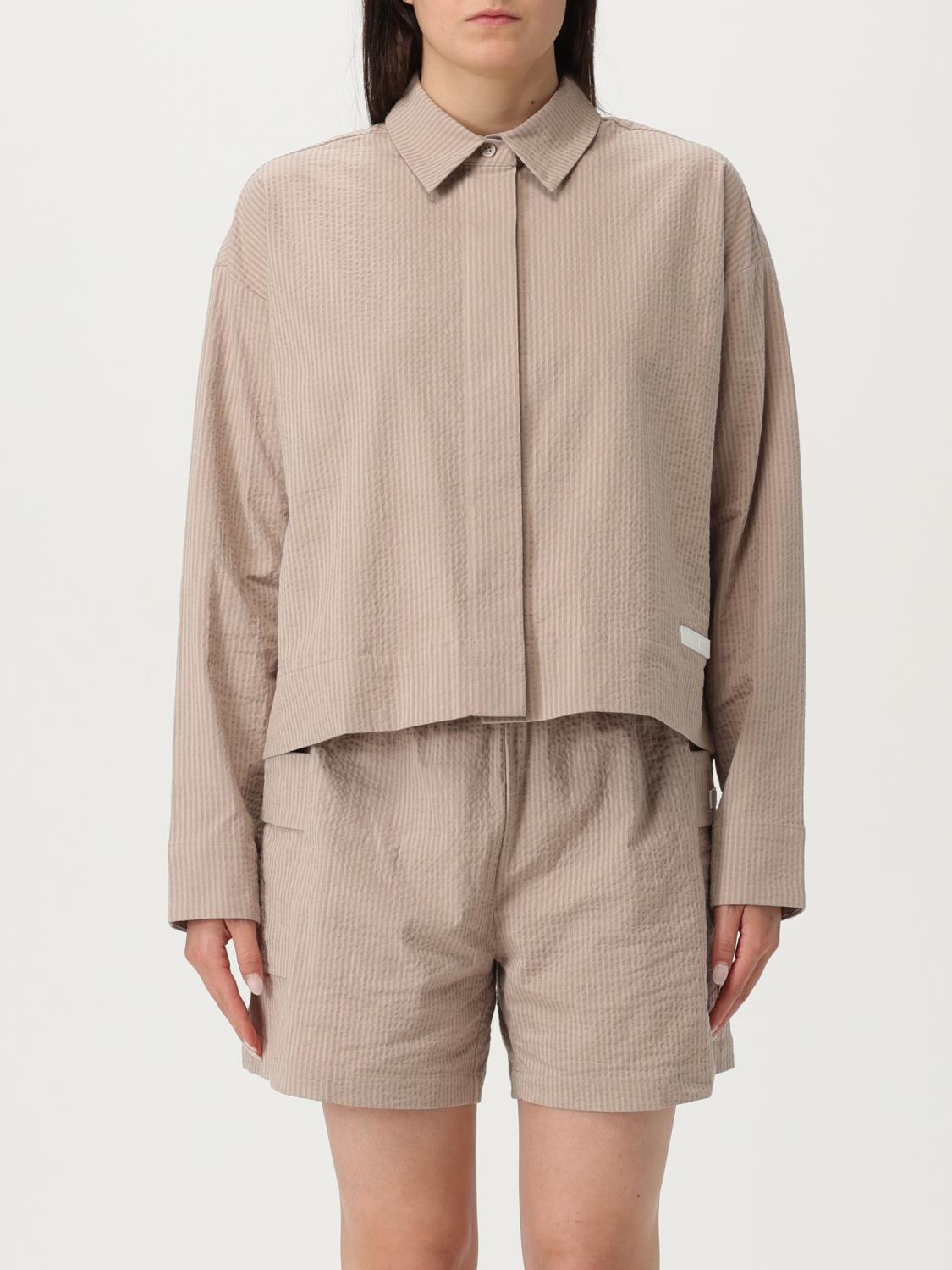 Ea7 Emporio Armani Striped Cotton Shirt In Neutral