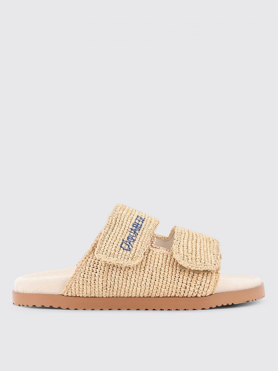 Dsquared2 Summer Lovers Natural Rafia Sandals With Embroidery
