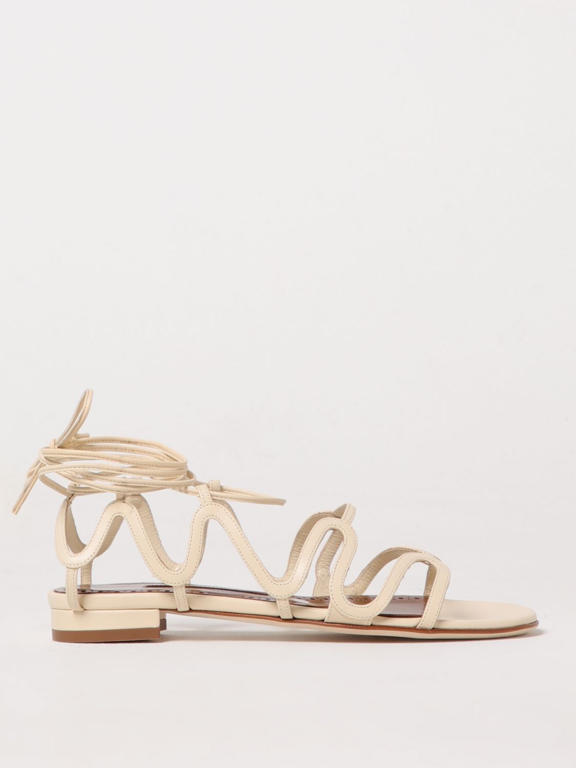 MANOLO BLAHNIK FLAT SANDALS MANOLO BLAHNIK WOMAN COLOR BEIGE G98825022