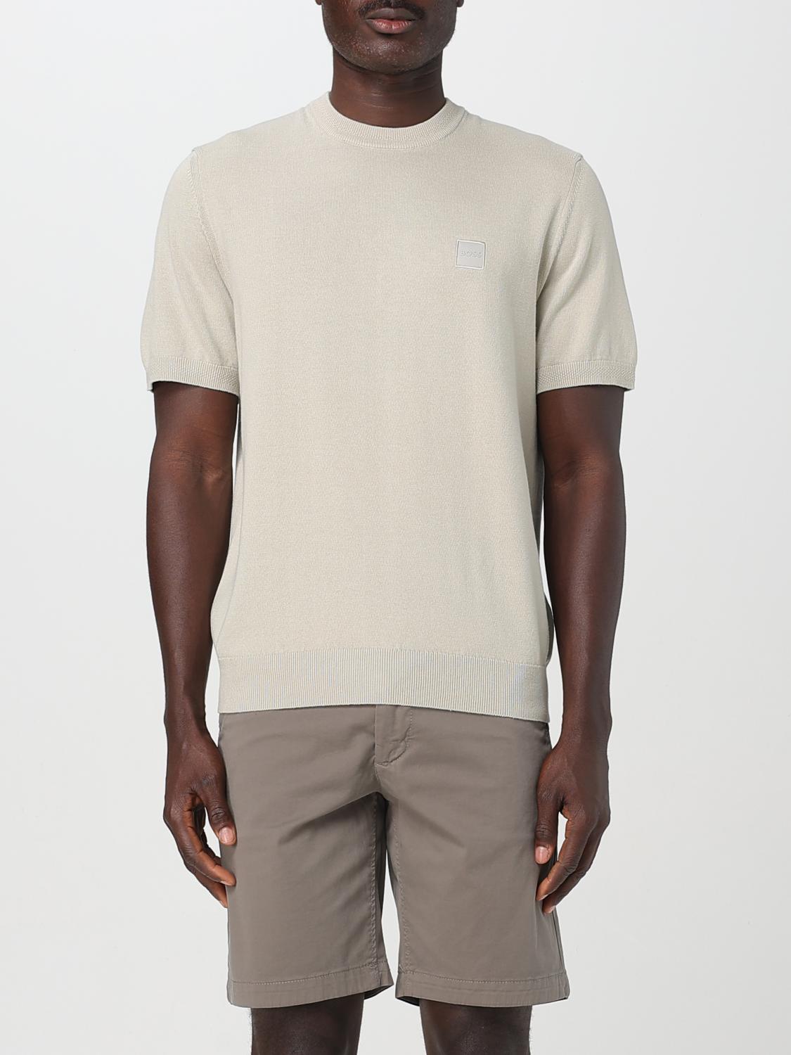 Hugo Boss Knit T-shirt In Cotton And Cashmere
