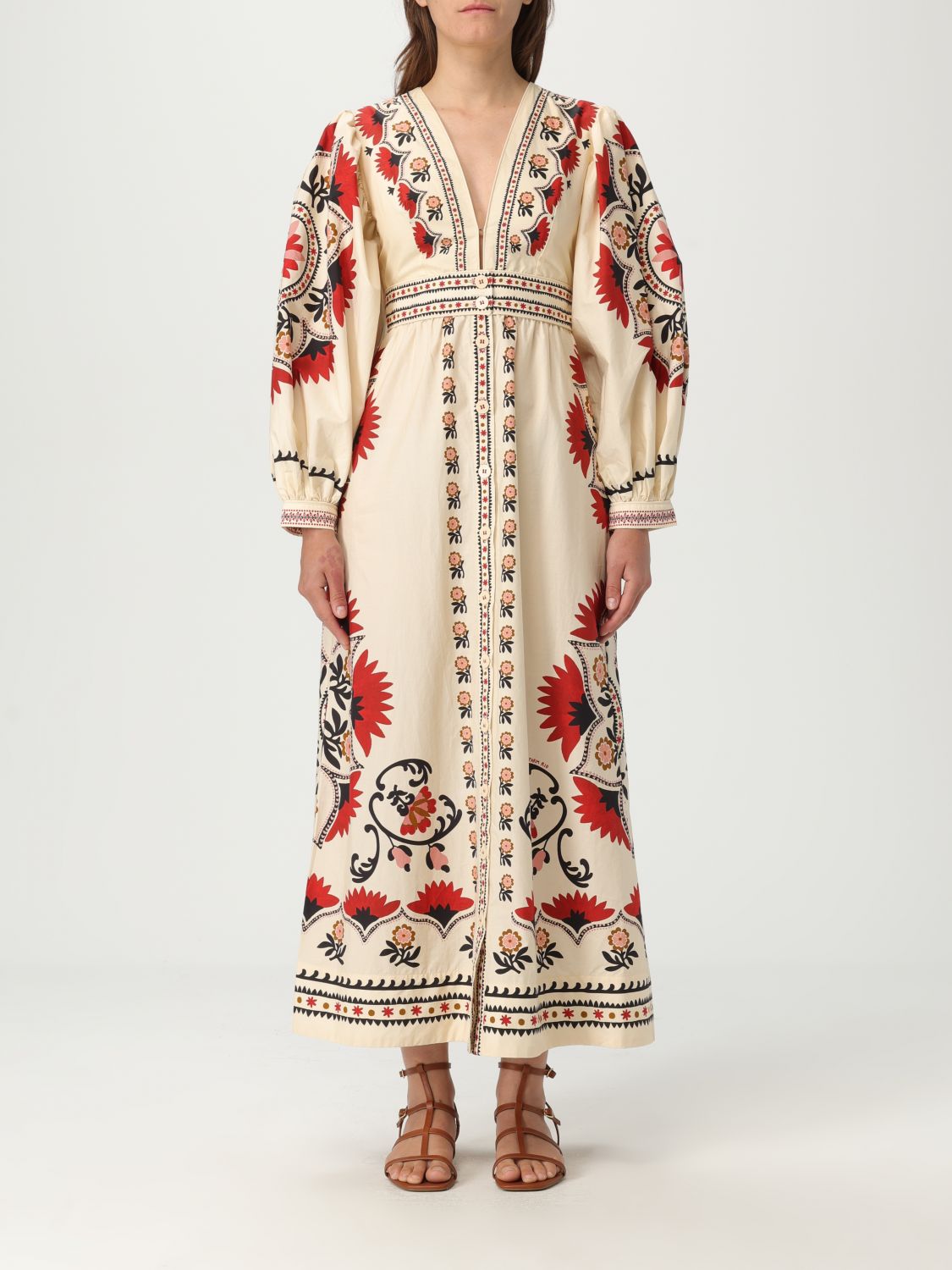 Farm Rio Cotton Dress With Multicolor Print