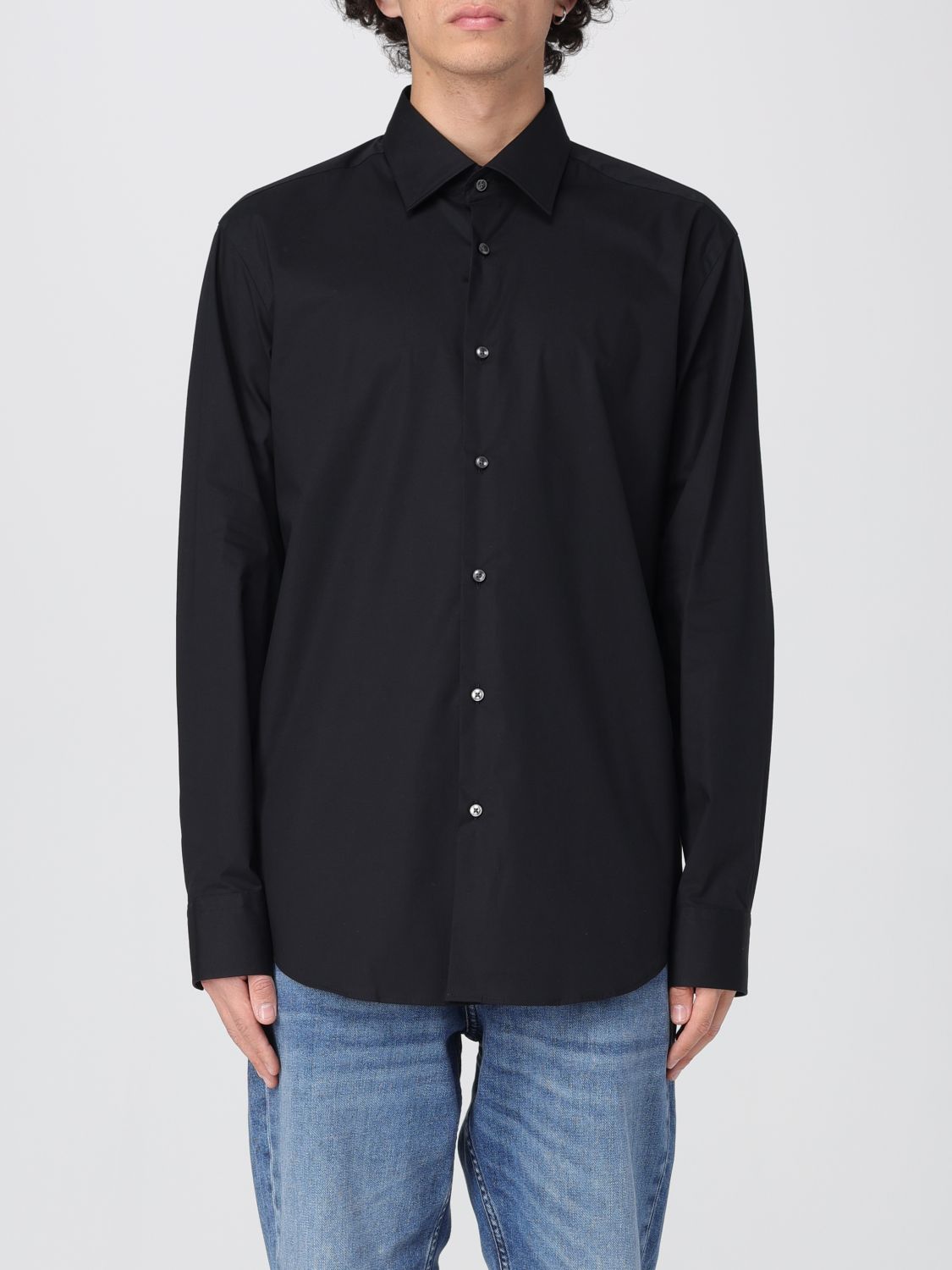 Hugo Boss Camicia Classica Boss In Cotone Stretch In Black