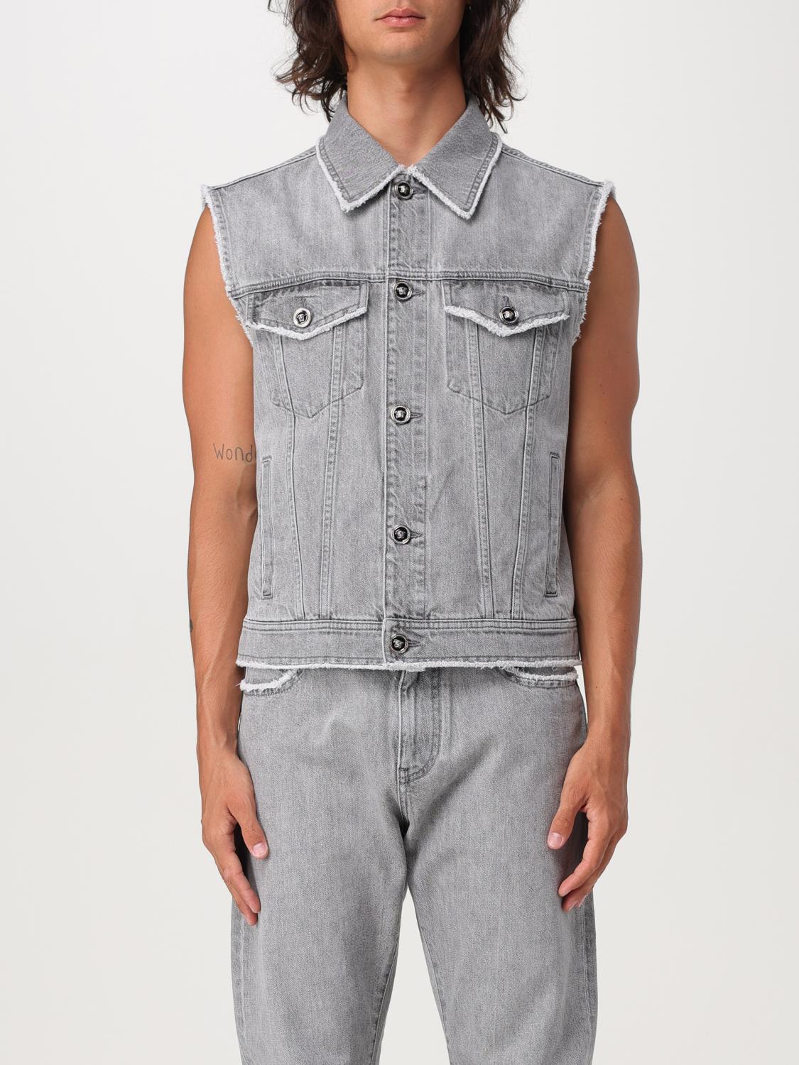 Shop Versace Suit Vest  Men Color Grey In Grau