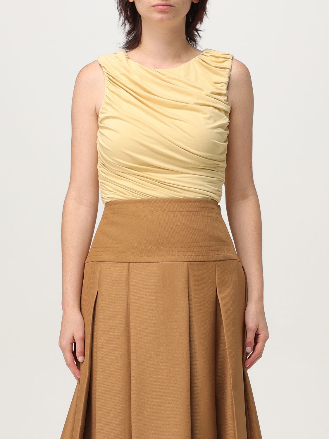 Abadia Bodysuit Woman Color Yellow In Brown