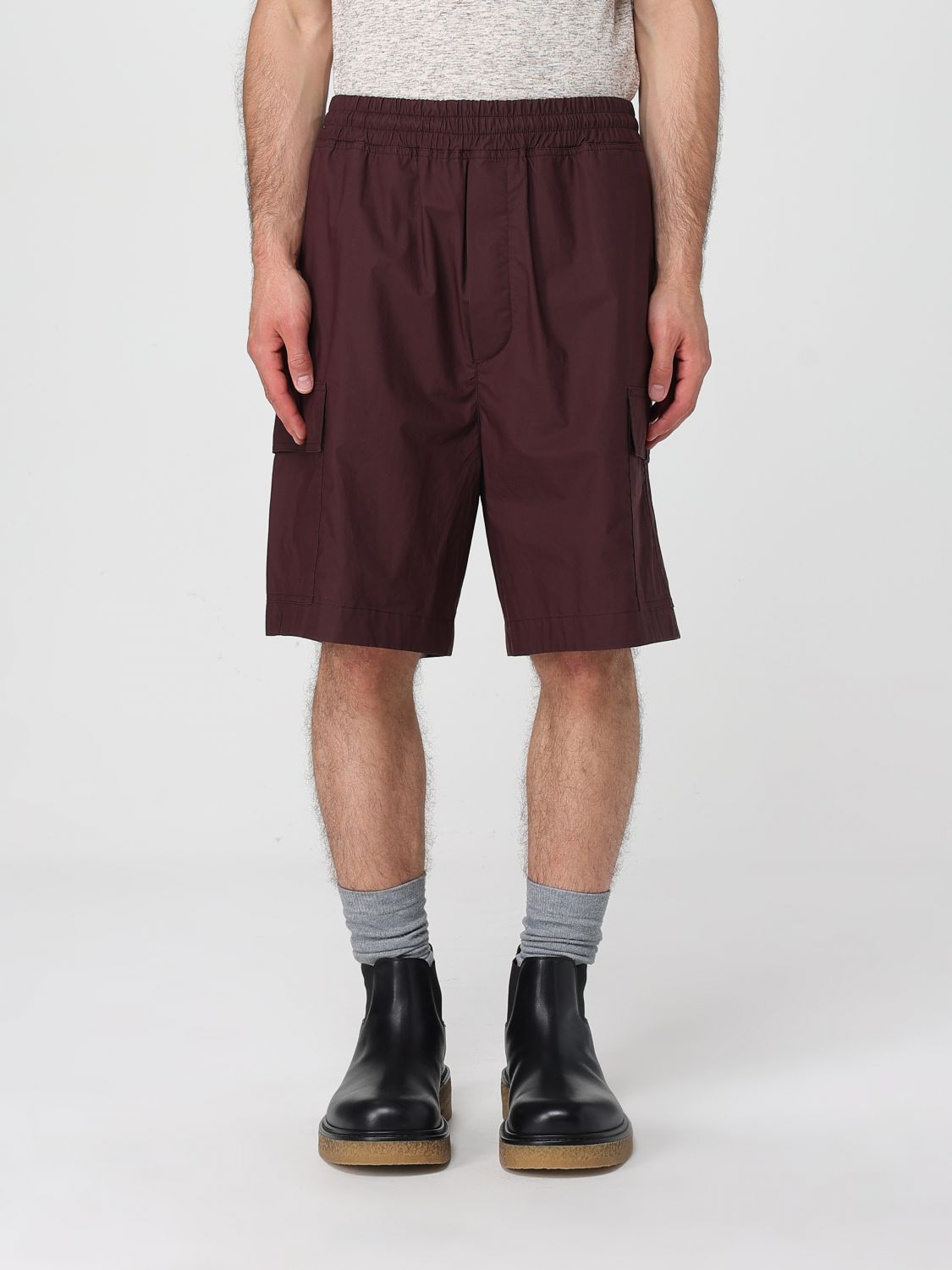Bottega Veneta Resinated Cotton Cargo Shorts In Brown
