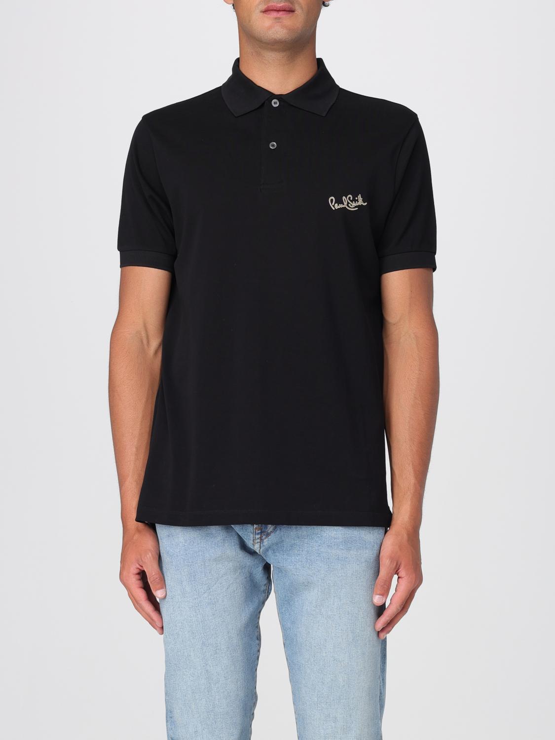 Paul Smith Logo Cotton Polo Shirt In Black