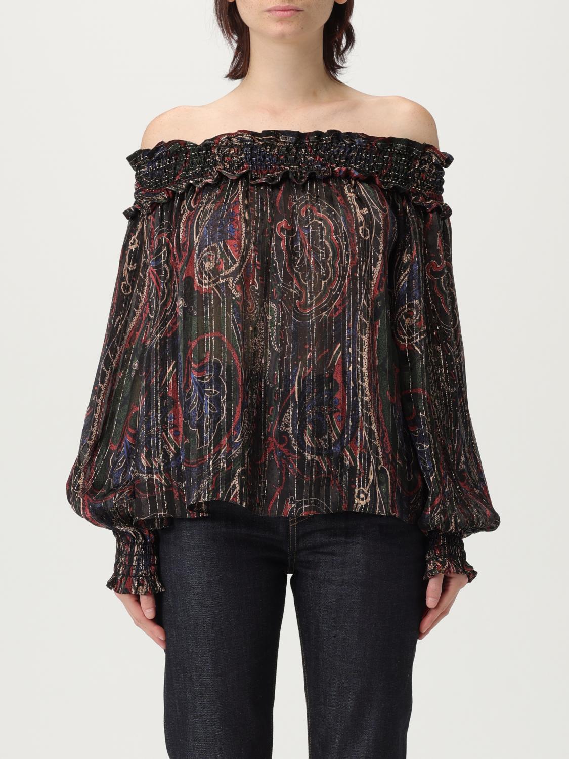 SAINT LAURENT Blusa in seta e lurex
