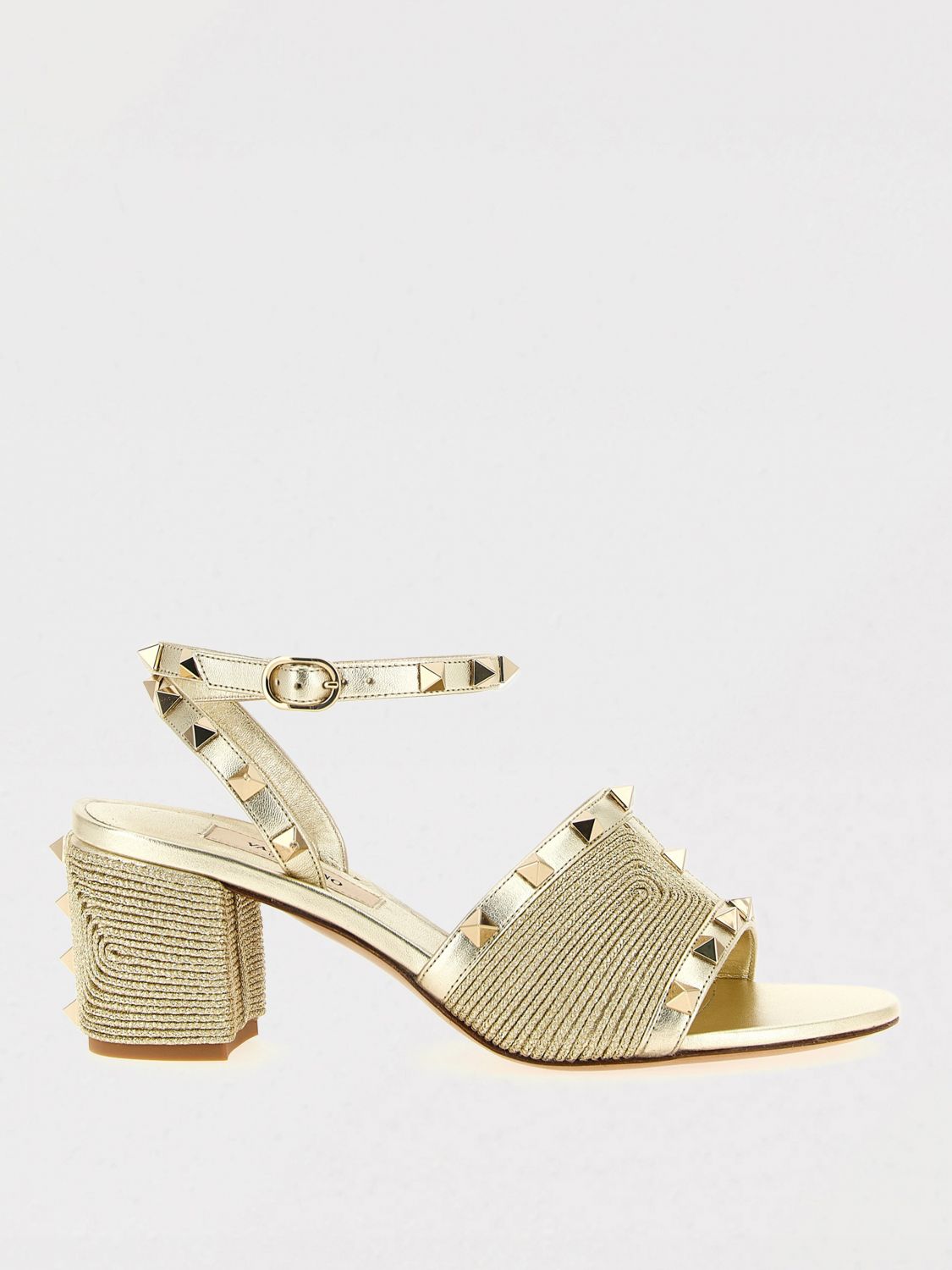 Valentino Garavani Rockstud Sandal In Laminated Nappa With Cornely Embroidery 60mm Woman Platinum 41
