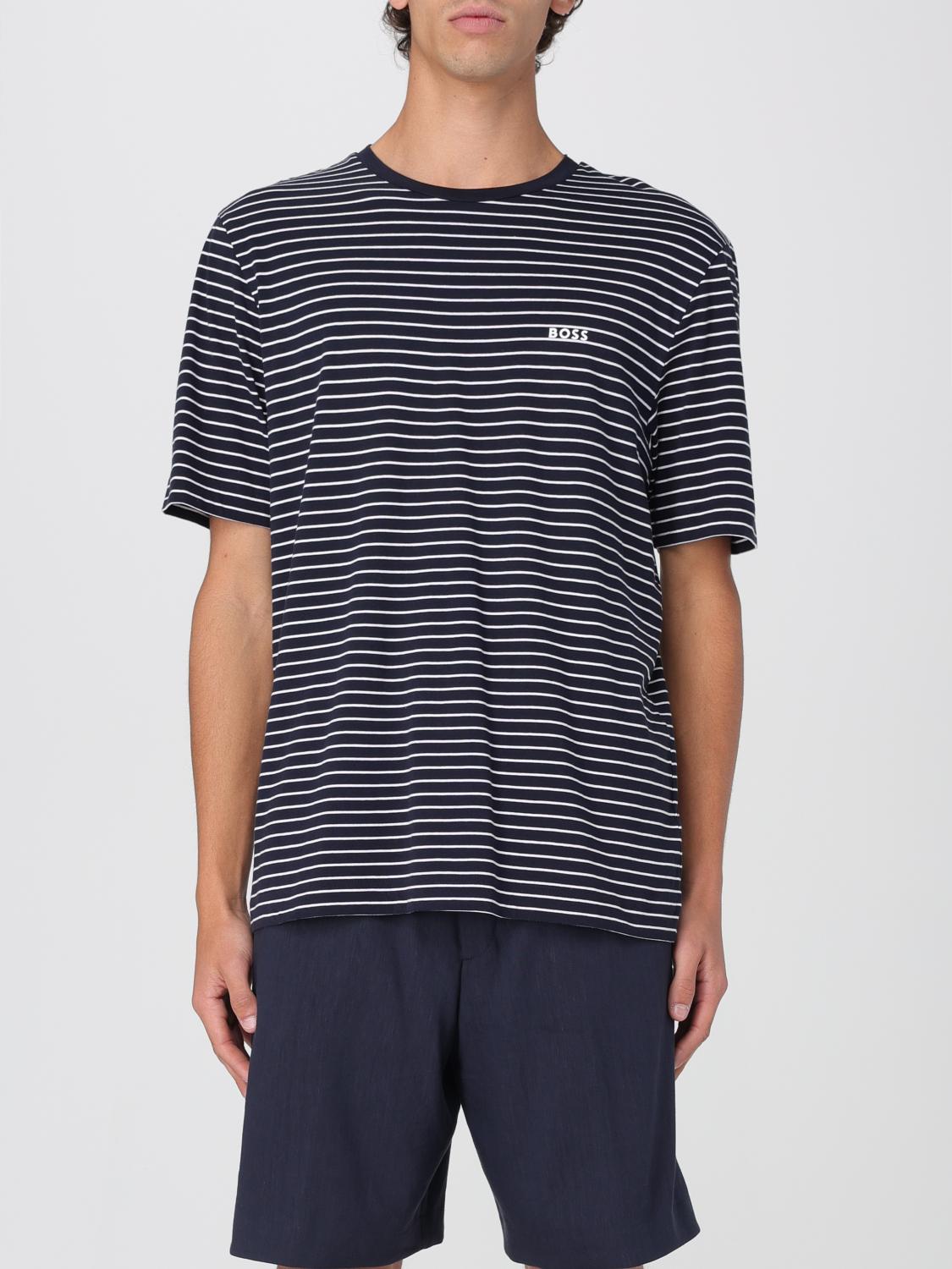 Hugo Boss T-shirt In Cotone A Righe Con Logo Boss