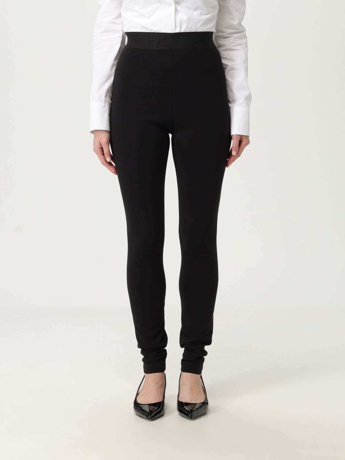 Dolce & Gabbana Pleat-detail Stirrup Leggings In Black