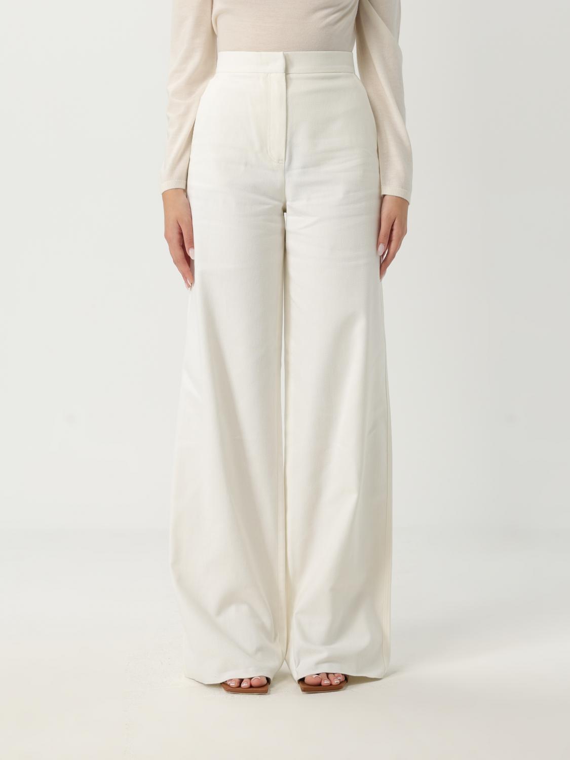 Max Mara Pants Woman White In Neutral