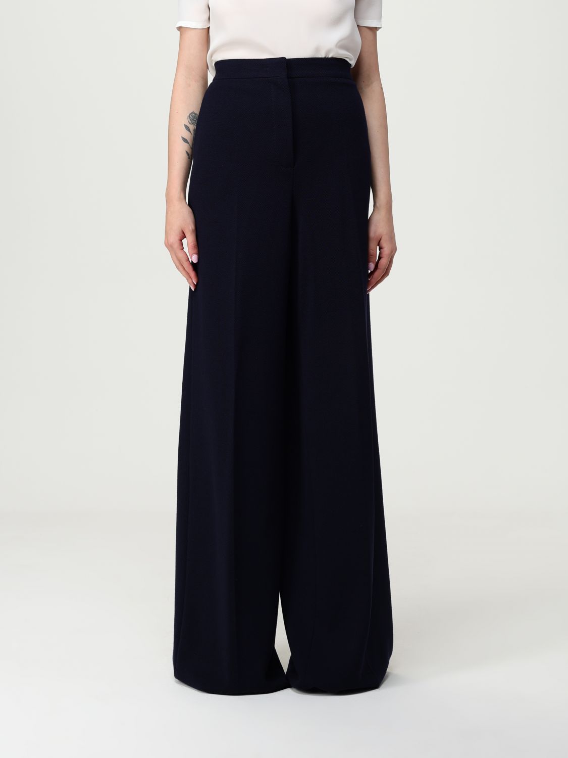 Max Mara Pants Woman Color Marine In Black