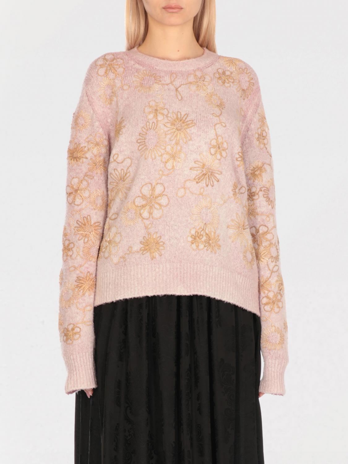 Avant Toi Embossed Floral Pattern Cotton Sweater In Pink