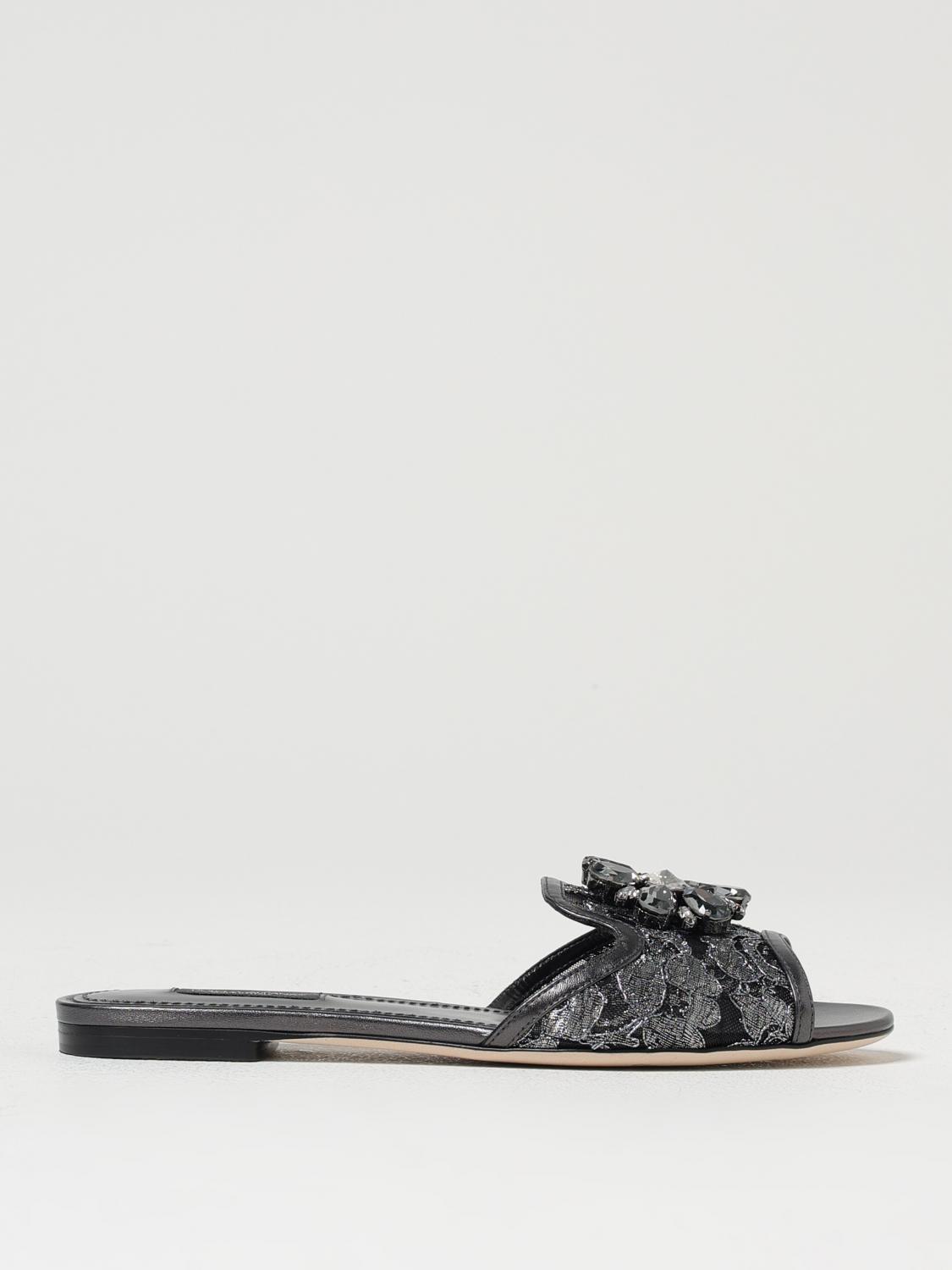 Dolce & Gabbana Bianca Lurex Lace Flat Sandals