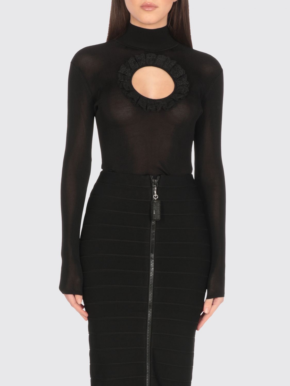 Self-portrait X Christopher Kane Lace-trimmed Cutout Bodysuit