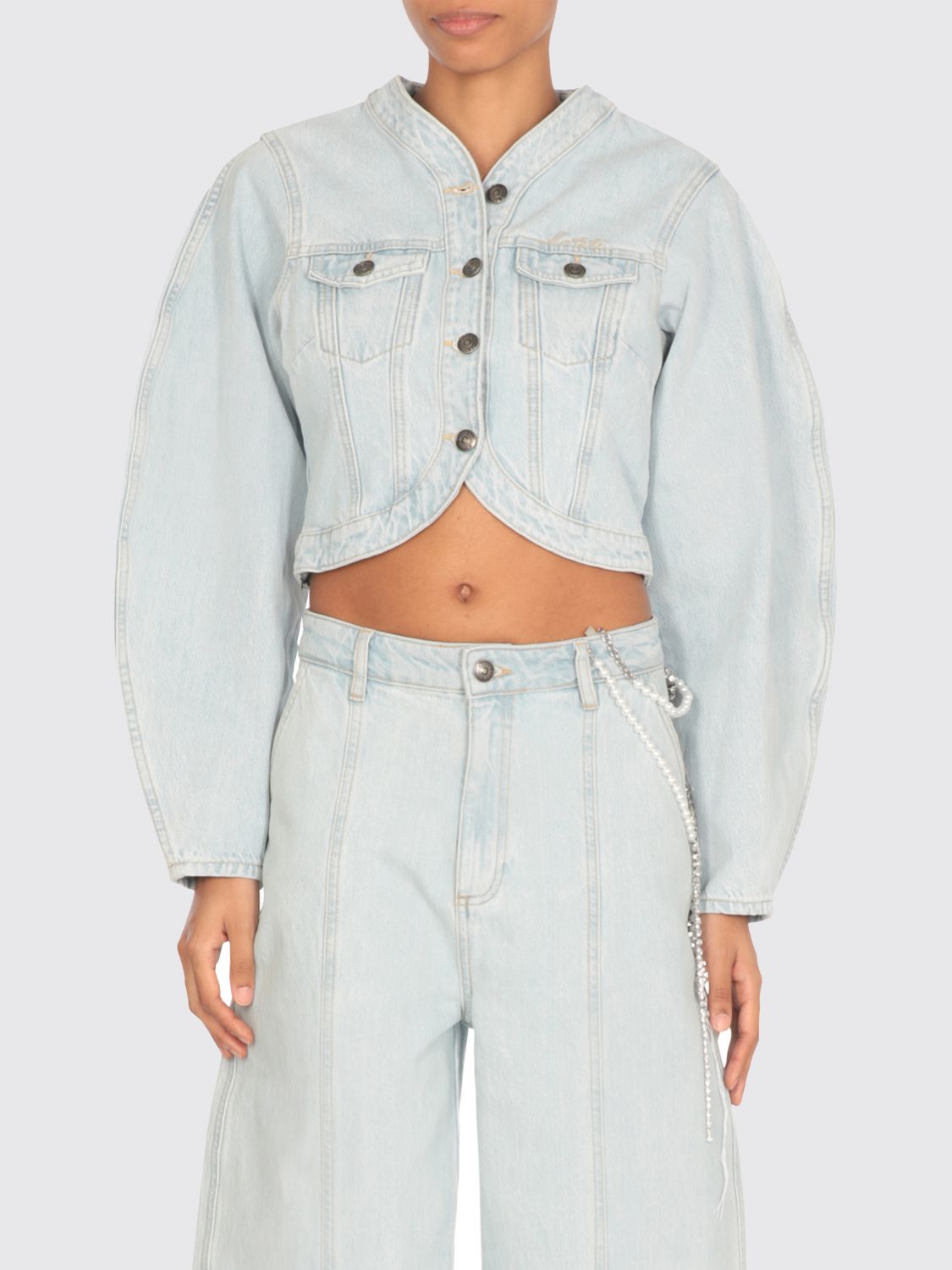 Shop Rotate Birger Christensen Jacket Rotate Woman Color Sky Blue
