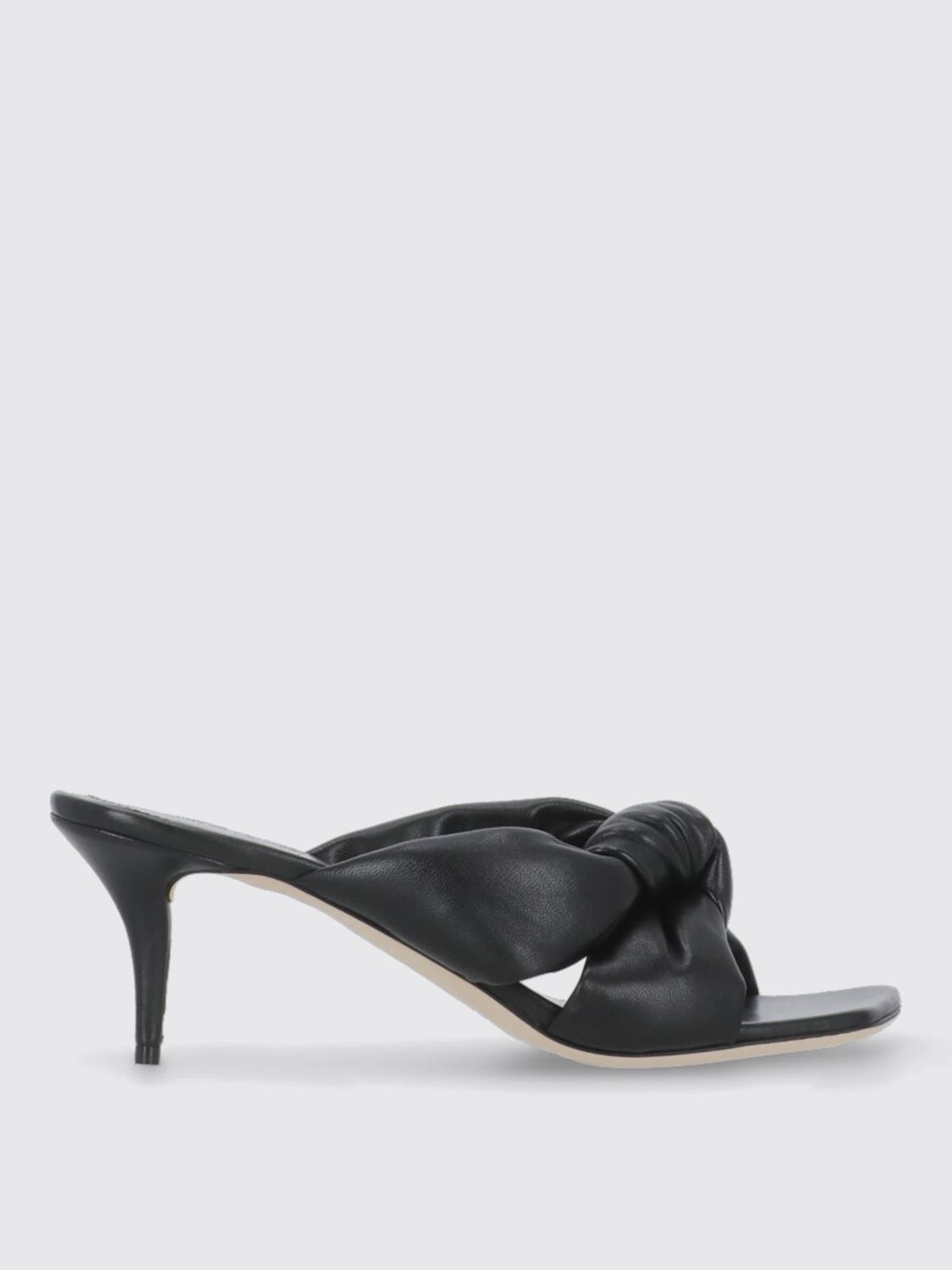 Fabiana Filippi Leather Sandals With Braided Front And Kitten Heel In Black