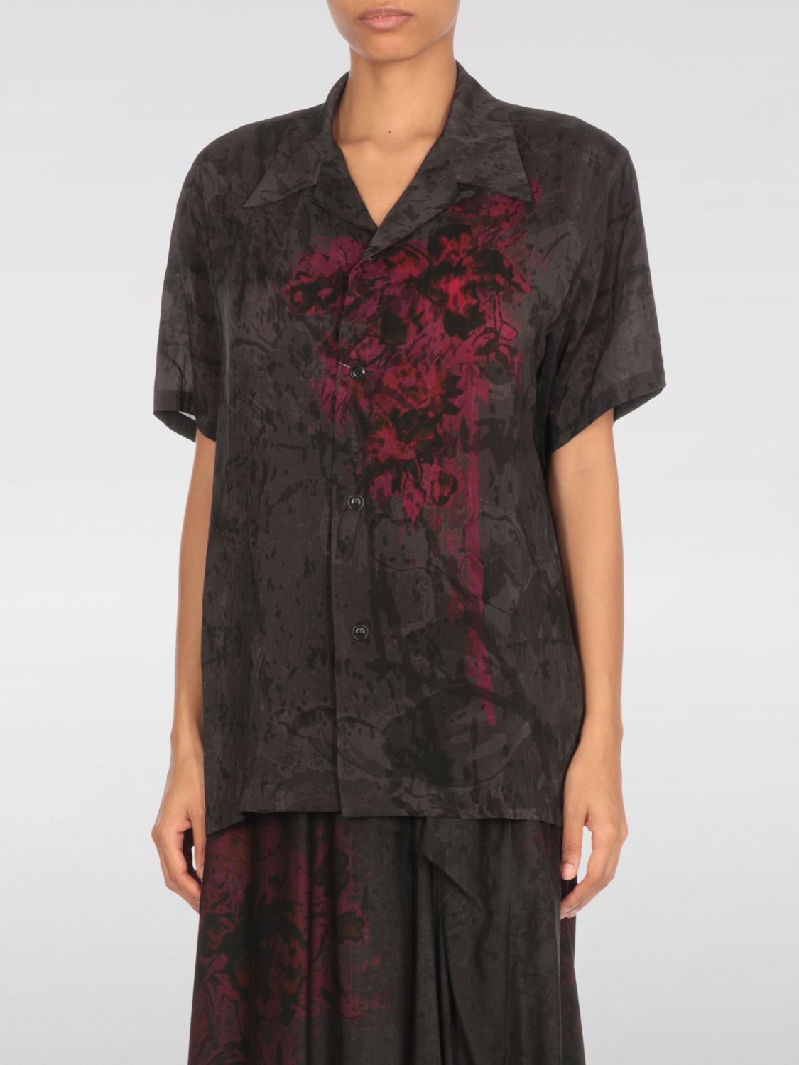 Y's Black Shirt With Pattern