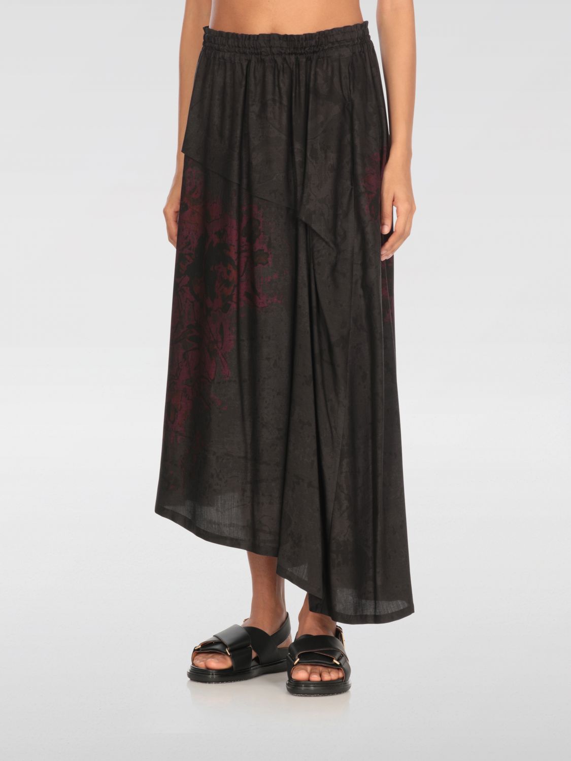 Y's Black Skirt With Print