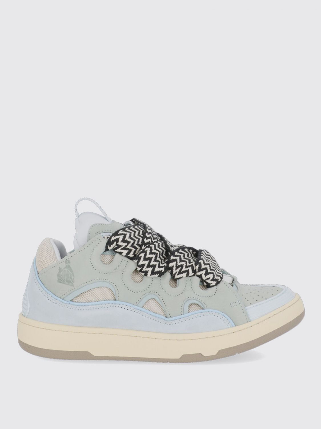 Lanvin Suede Leather Curb Sneakers Men In Blue
