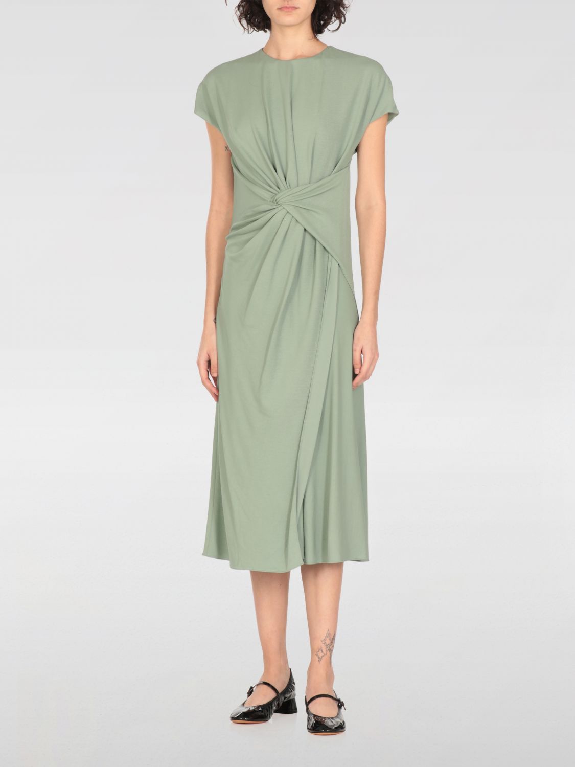 Lanvin Green Robe Viscose Midi Dress