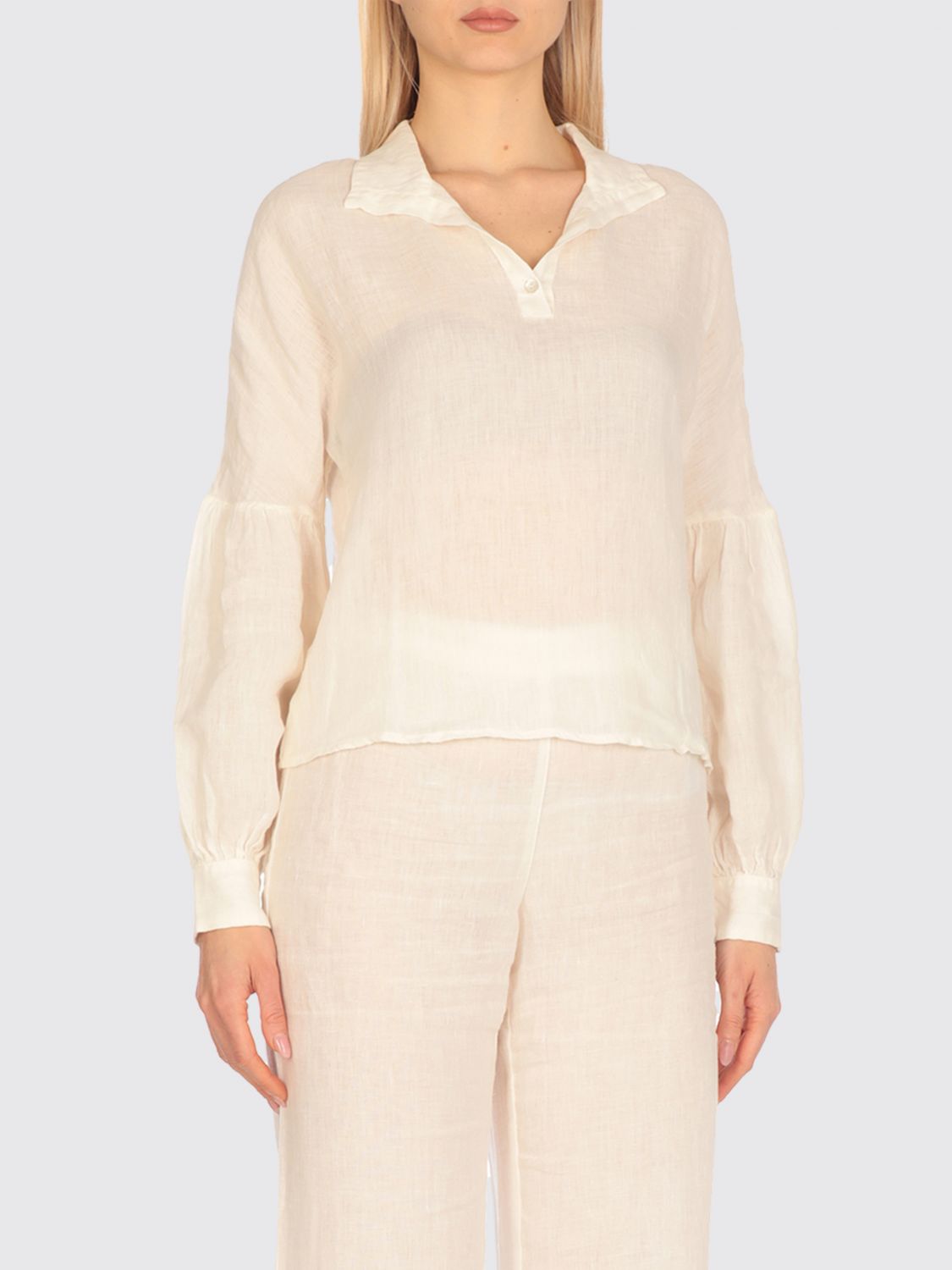 120% Lino Camicia Donna Colore Avorio In Neutral