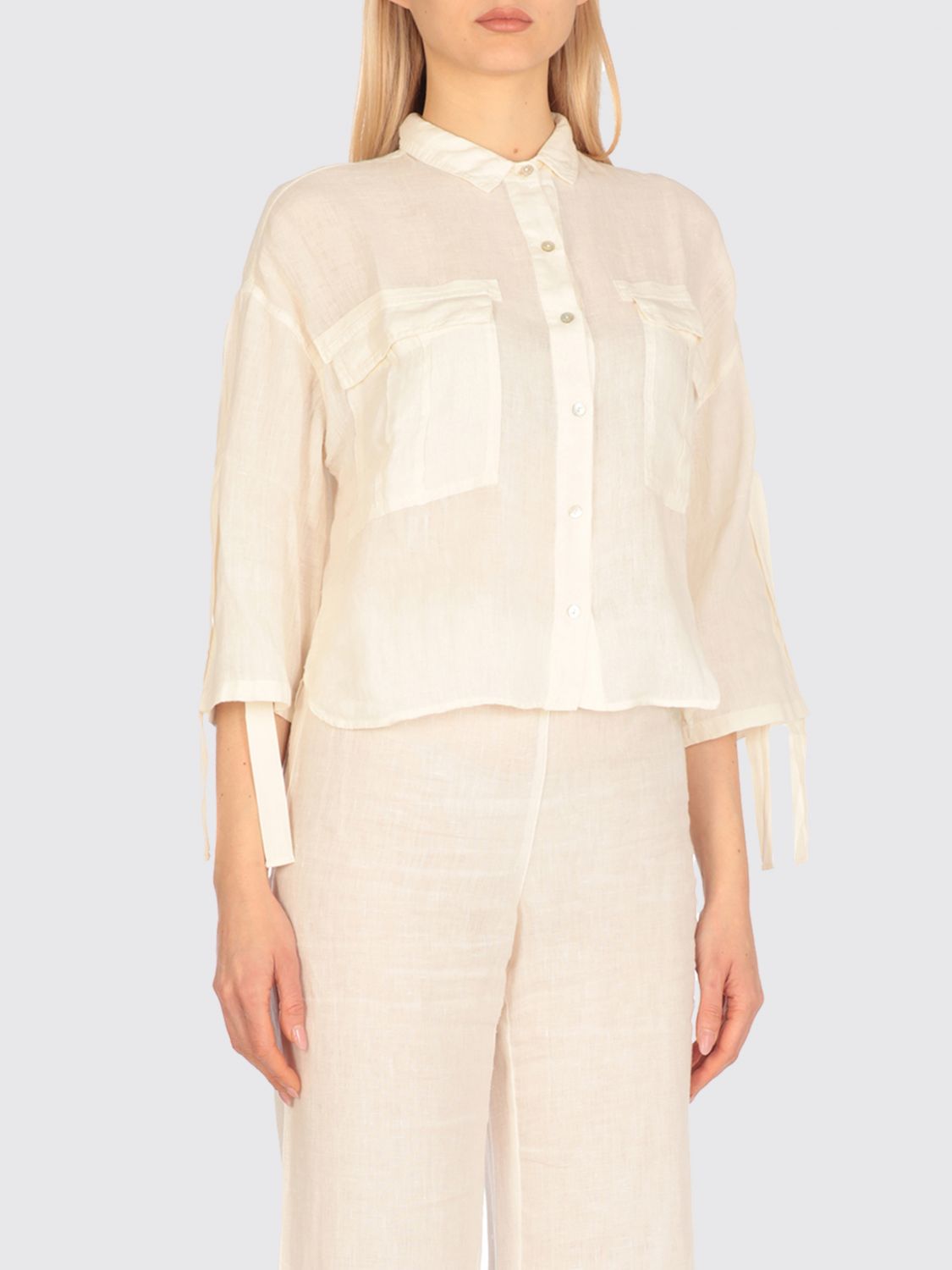 120% Lino Camicia Donna Colore Avorio