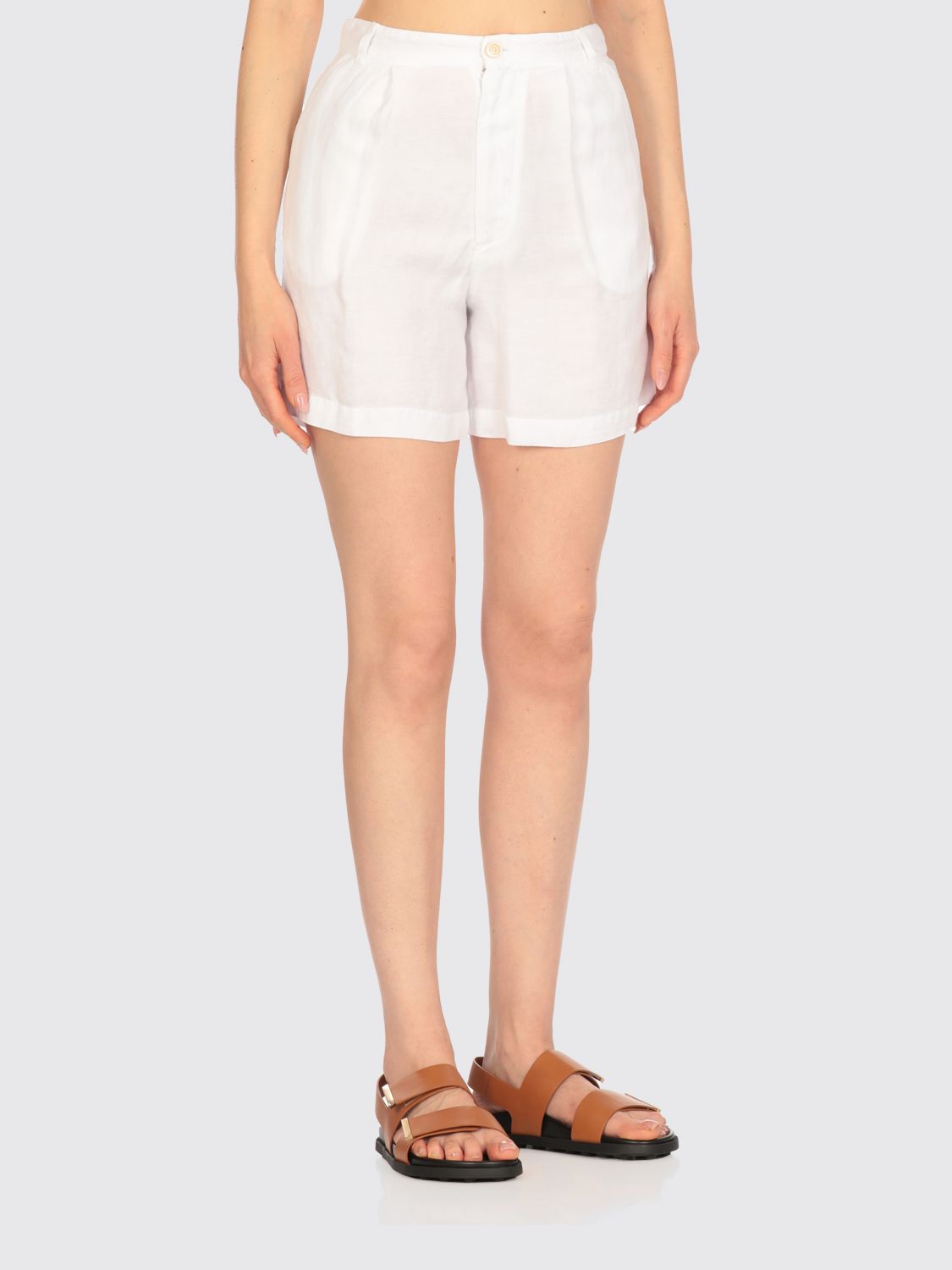 120% Lino Pantaloncino Donna Colore Bianco In White