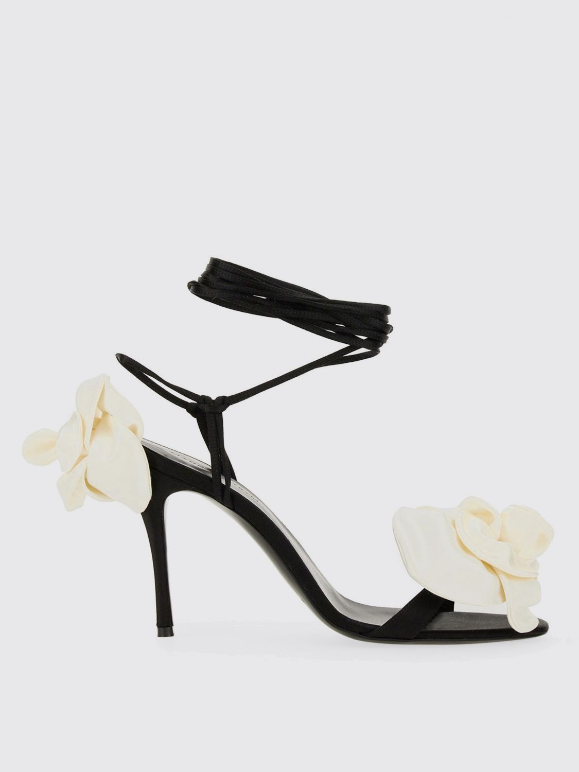 Magda Butrym 105 Double Flower Satin Sandals