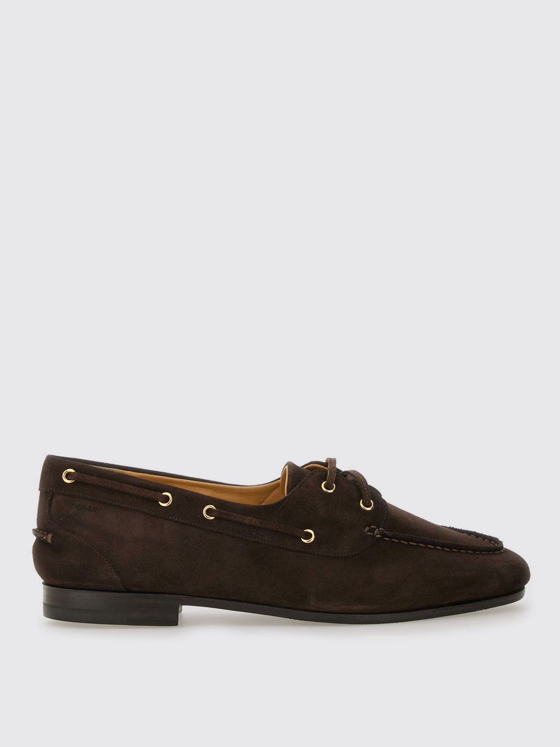 Bally Cedar Brown Leather Moccasins With Panelled Design And Lace-up Detail