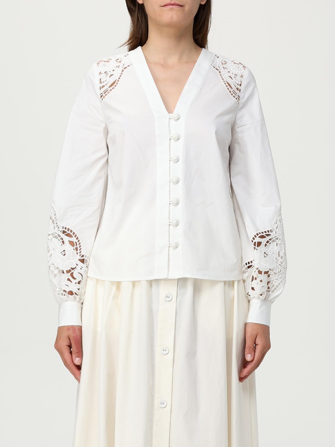 Twinset Lace-insert V-neck Top In White