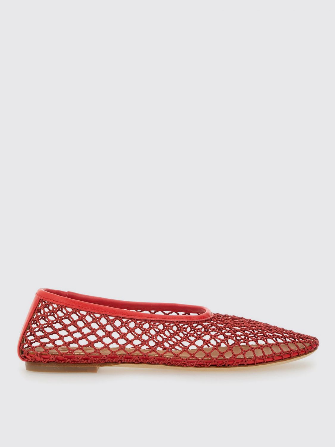 Staud Alba Ballet Flats Red Netting