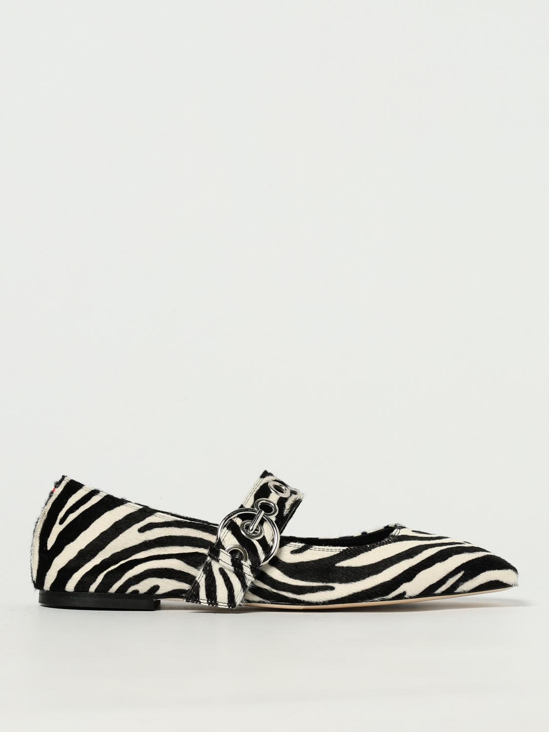 Aeyde Buckle Detail Zebra Pattern Ballerina Shoes