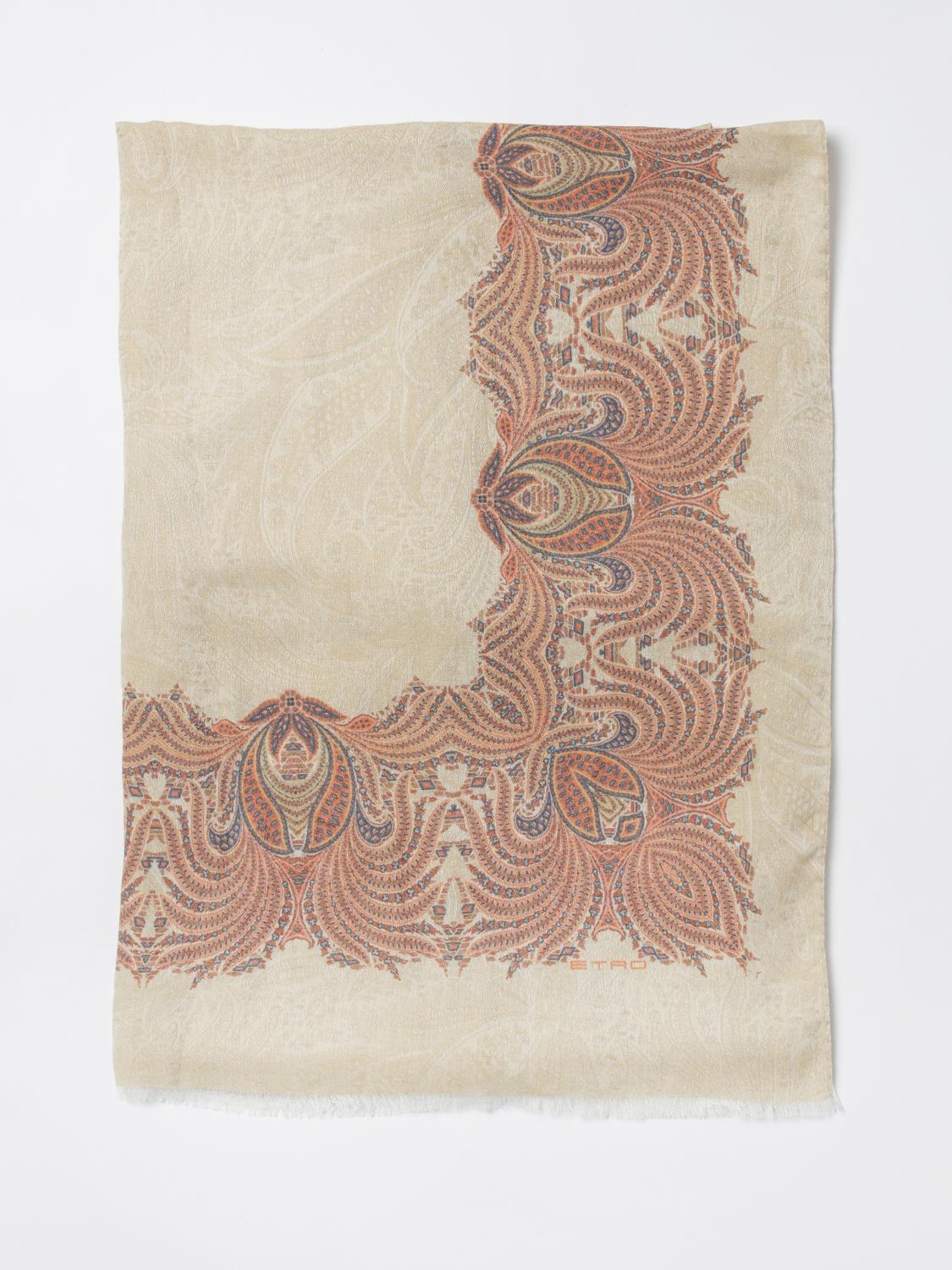 ETRO Modal cotton blend scarf with jacquard foliage motif