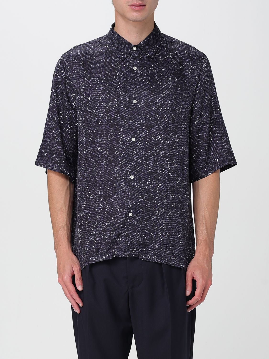 Shop Officine Generale Shirt Officine Générale Men Color Blue